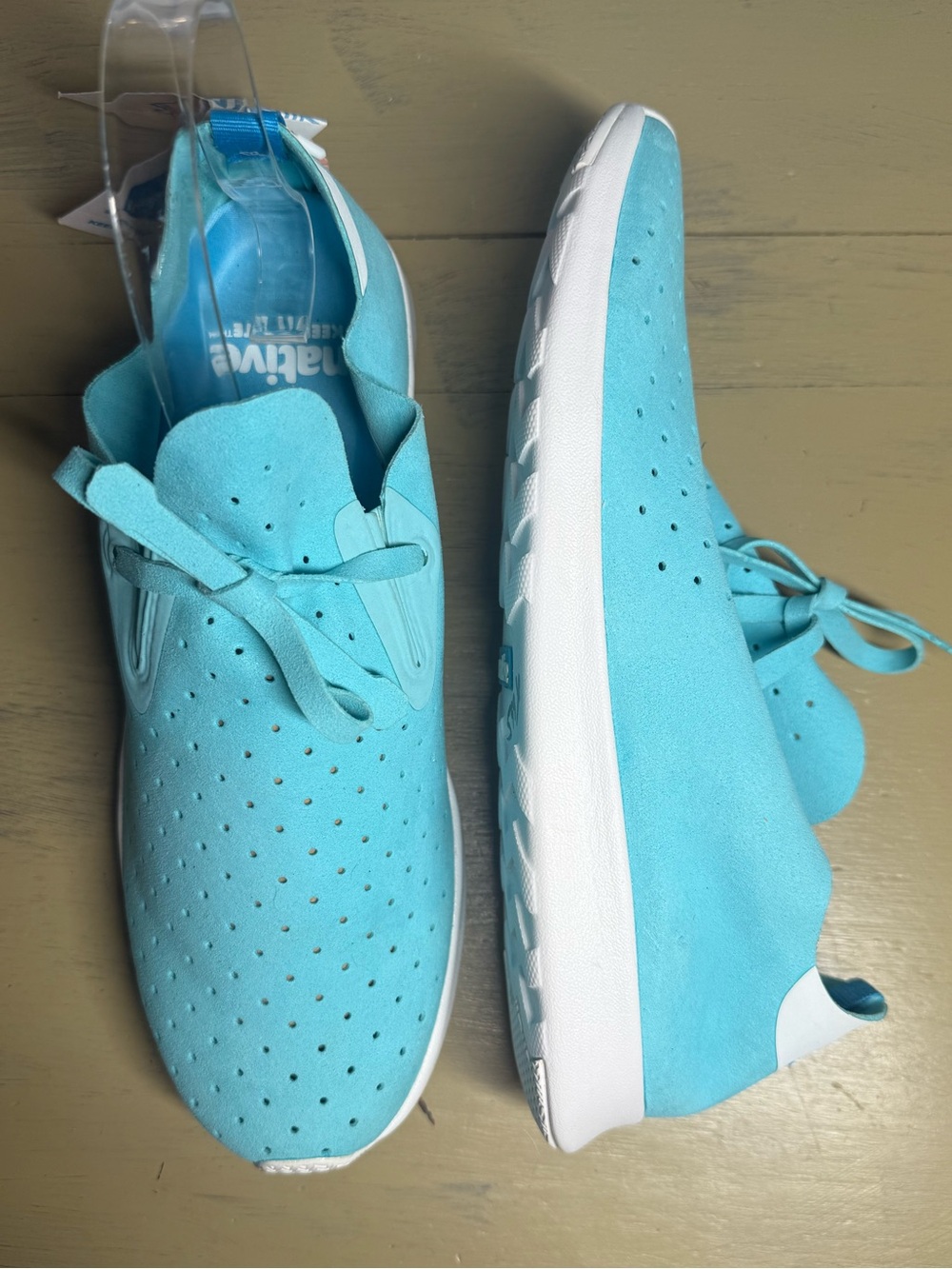 New w/defect Native Apollo Moc Blue Slip-On Perforated Sneakers W11 M9 Unisex